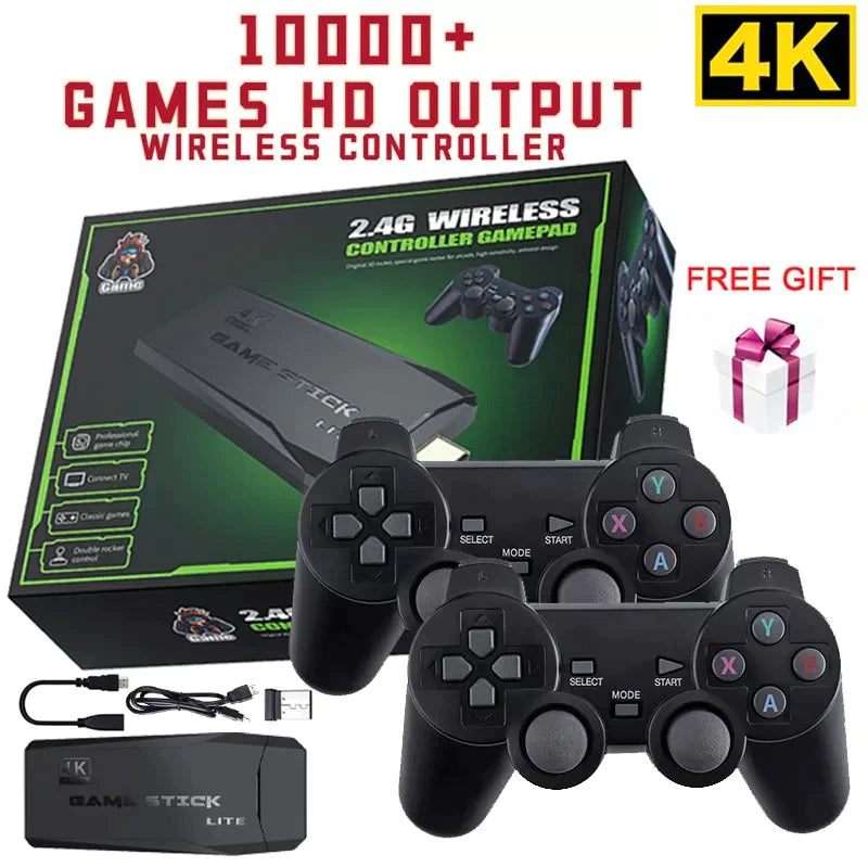 Game Stick Ultra 4K - 10.000 Juegos + 2 Controles Inalámbricos